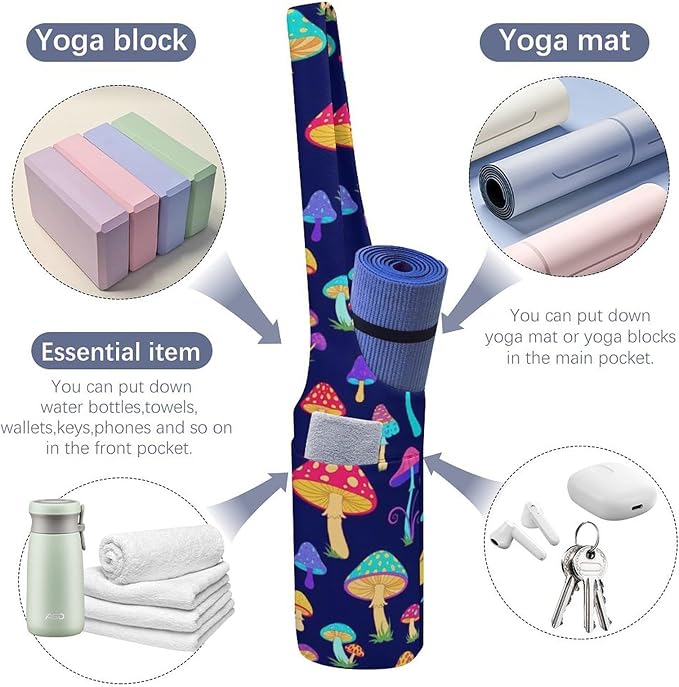 Meaudiwes Large Yoga Mat Bag Fit Most Size for Ladies Yoga Mats Carrier Bags Multi-Functional Exercise Mat Holder Storage Bag