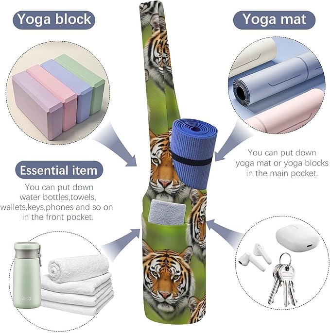 Aiyoolee Single Shoulder Yoga Mat Carrier Bag Portable Spacious with Pocket for Yoga Gym Fitness Travel