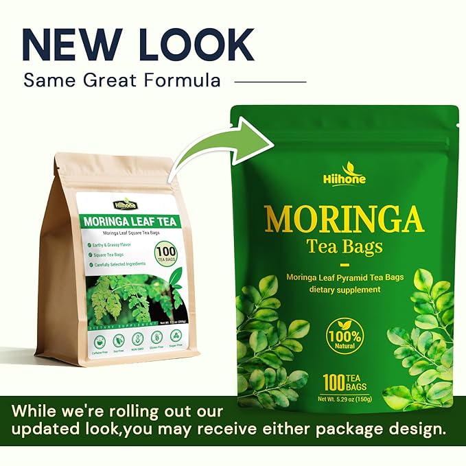 Moringa Leaf Tea - Caffeine Free, 100 Teabags