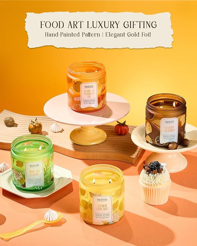 M&SENSE Strawberry Souffle Scented Candle, 11.6oz Natural Soy Wax Non Toxic, 2 Wick Jar Candle, Up to 70 Hours Clean Burn, Gifts for her to Creat a Sweet Ambiance