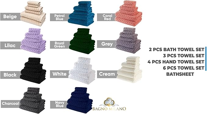 BAGNO MILANO Turkish Bath Towels, Soft Plush Jacquard Luxury Bath Towels, Quick Dry Towel Set (Royal Green, 3 pcs Towel Set)
