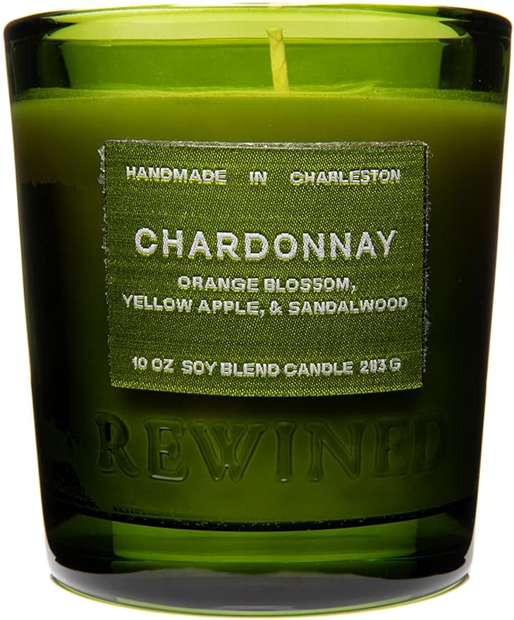 Rewined - Premium Chardonnay Scented Candles, 10 oz. - Velvety Smooth, Smoky Scented with Notes of Orange Blossom, Yellow Apple & Sandalwood - Non Toxic Candles
