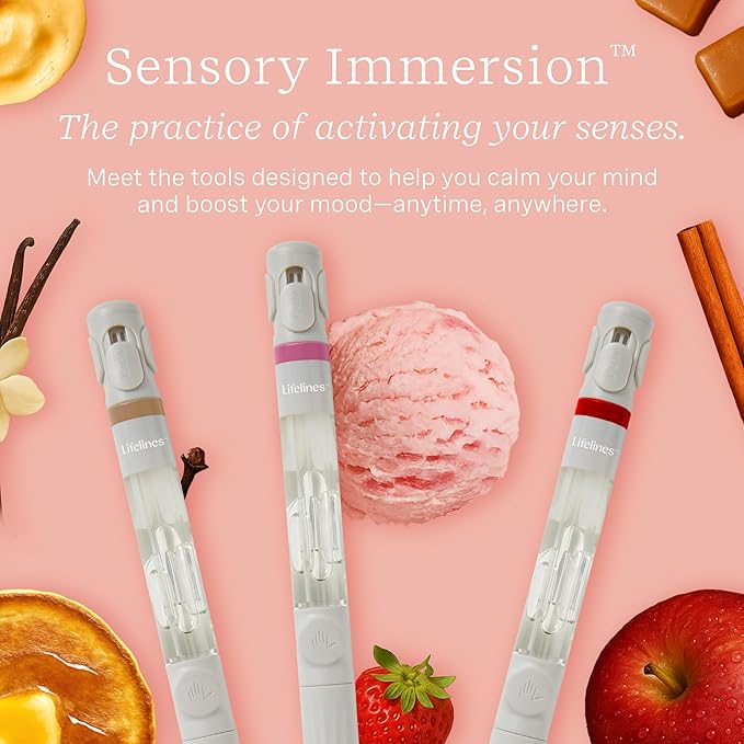 Lifelines Pen Diffuser Set, Strawberry Milkshake - 1mm Black Ballpoint Pen with Scented Essential Oil Blend & 2 Ink Refills – Aromatherapy Diffuser & Sensory Immersion Diffuse Aroma As You Write