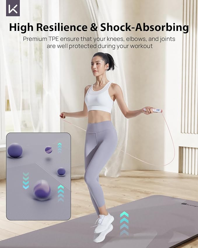 KEEP Yoga Mat, 32" Extra Wide Exercise Mat with Strap for Men and Women, 7mm Thick Double-Sided Non-Slip Eco-friendly Yoga Mat for Pilates, Workout and Fitness
