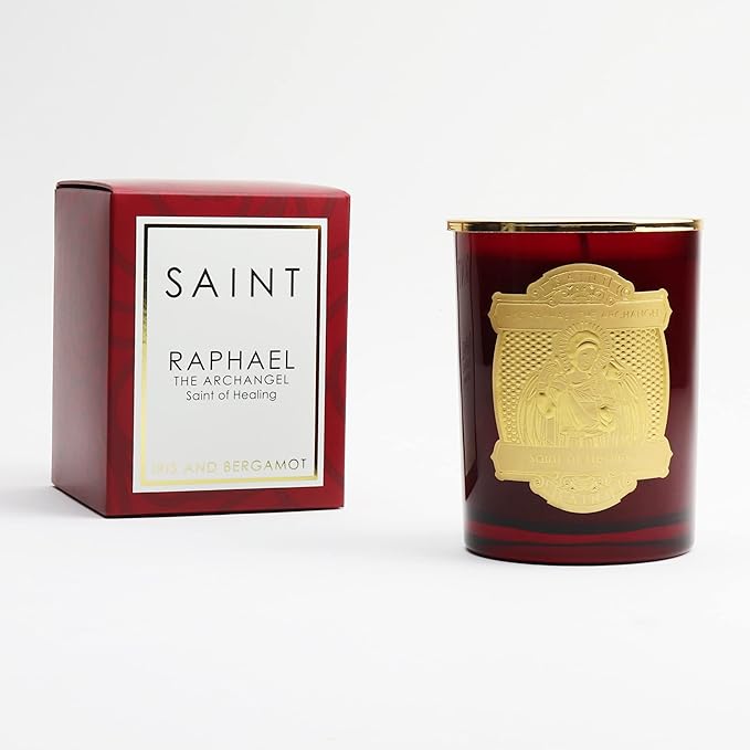 SAINT Saint Raphael The Archangel Scented Candle with Prayer and Prayer Coin, Saint of Healing, Soy Coconut Aromatherapy Candle with 80 Hour Burn Time, Special Edition