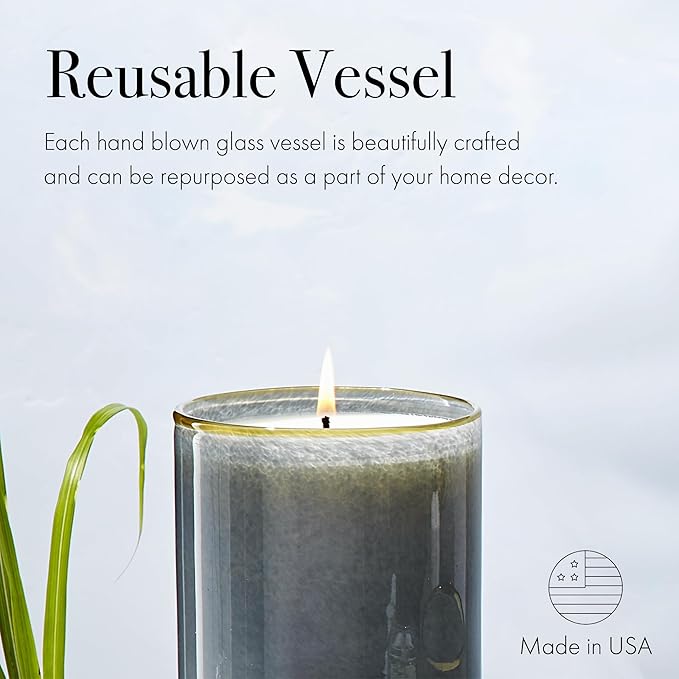 LAFCO New York Classic Candle, Sea & Dune - Pack of 2, 6.5 oz - 50-Hour Burn Time - Reusable, Hand Blown Glass Vessel - Made in The USA