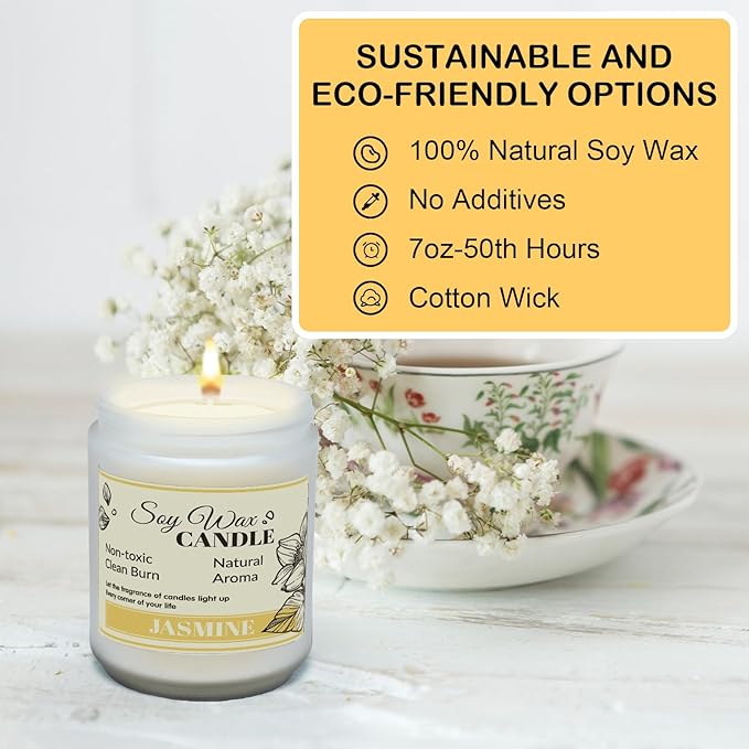 Scented Candles Gifts for Women, Home Decor Soy Candles, Birthday, Valentine, Christmas, Anniversary Aromatherapy Gifts or Just for Enjoying Life and Personal Relaxation Healing (7oz, Jasmine)