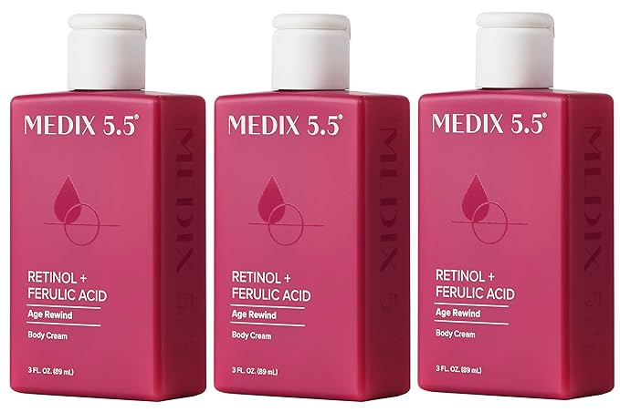 Medix 5.5 Retinol Body Lotion Firming Moisturizer | Crepey Skin Care Treatment | Retinol Body Cream | Firming Cream Targets Look Of Crepe Skin, Wrinkles, & Sagging, 3 Fl Oz Travel Size, 3-Pack