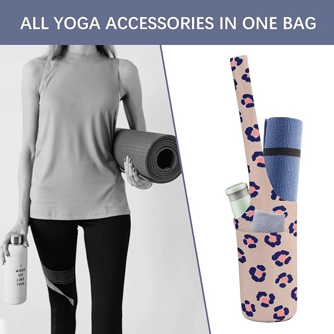 Meaudiwes Stylish Yoga Mat Bag for Women Exercise Mat Holder with Shoulder Strap Yoga Mats Totes Sports Storage Bag