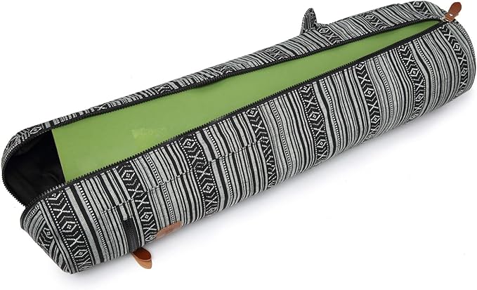 ELENTURE Canvas Yoga Mat Bag with Adjustable Strap & Pockets, Full-Zip Travel Gym Tote for Women & Men, Fits 1/4" & 1/3" Thick Mats, Lightweight Carrier for Yoga, Workout, Outdoor Use