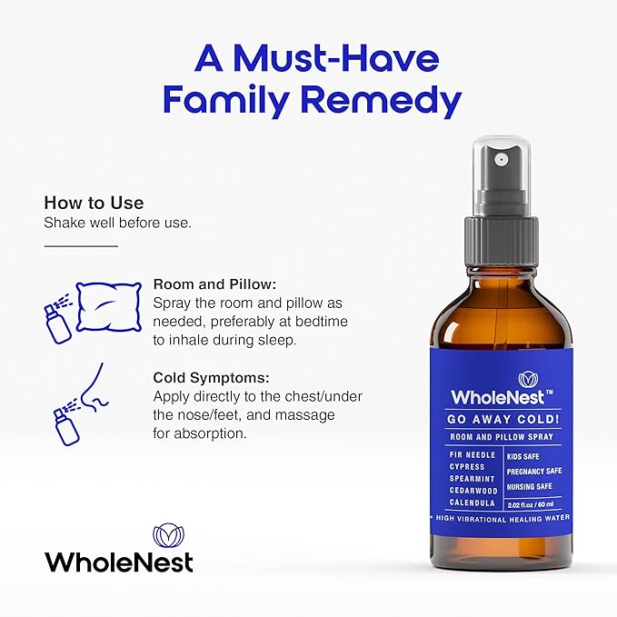 Go Away Cold! Sleep Spray for Rooms and Fabrics, Refreshing Pillow Mist with Fir Needle, Spearmint, Cedarwood & Calendula, Refreshing Scent for Restful Sleep and Seasonal Comfort, 60 ml