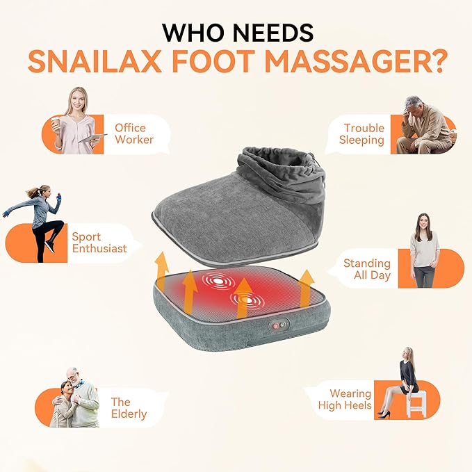 Snailax Foot Massager with Heat, Heated Foot Warmer Under Desk, Vibration Feet Massager Machine with 3 Vibrating Modes & 2 Heating Levels, Remote Control, Foot Heater