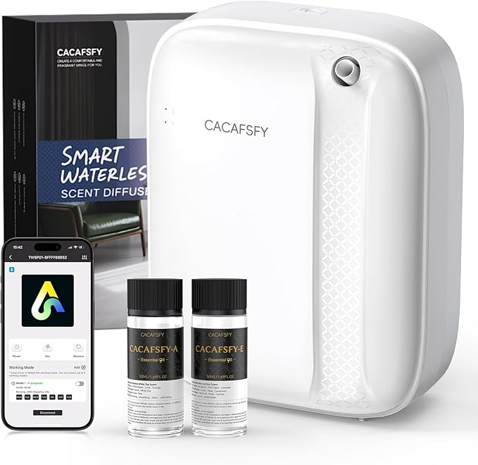 Waterless Essential Oil Diffuser,(2 * 50ml Fragrances Included) 3000 Sq.Ft Coverage 400 ml Large Capacity Hotel Scent Diffuser,Cold Air Tech, App & Button Control,Scent Diffusers for Home Large Room