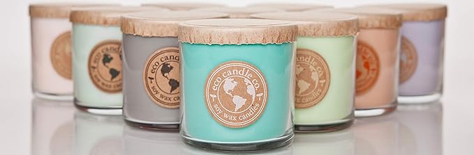 Eco Candle Co. Recycled Candle, White Tea & Ginger, 6 oz. - Scents Of White Tea, Spices, Citrus, Jasmine, & Ginger - 100% Soy Wax, No Lead, Kraft Paper Label & Lid, Hand Poured, Midwest Grown Soybeans