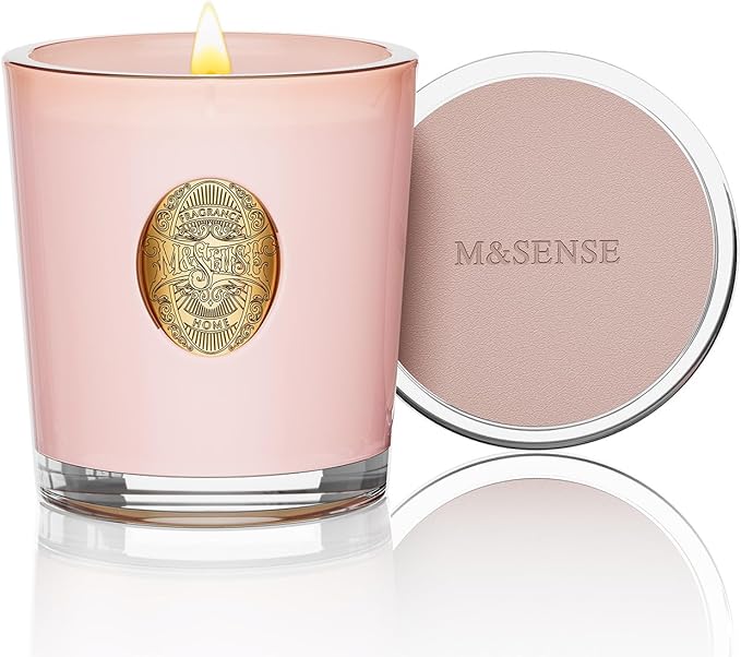 M&SENSE Natural Soy Candle| Coconut Lime Apricot Pink | 10.2 oz, 55H Burn | Luxury Scented Candle for Relaxation, Gifting, Home Décor | for Bedroom, Office, Party