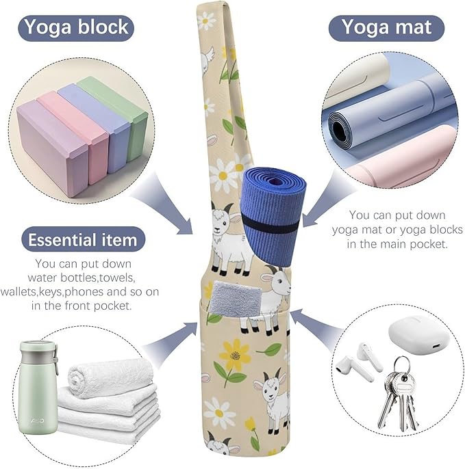 Meaudiwes Stylish Yoga Mat Bags Sports Yoga Totes Fits Most Size Mats Exercise Mat Carrier Storage Bag Yoga Gifts for Women