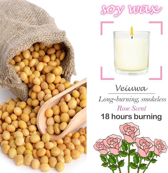12 Pcs 6 Oz Mini Soy Candles,Rose Scented Bulk Candle Set,Aromatherapy Candle,Great Stress Relieving Scented Candles for Girls as a Gift for Birthdays, Weddings Party Favors!