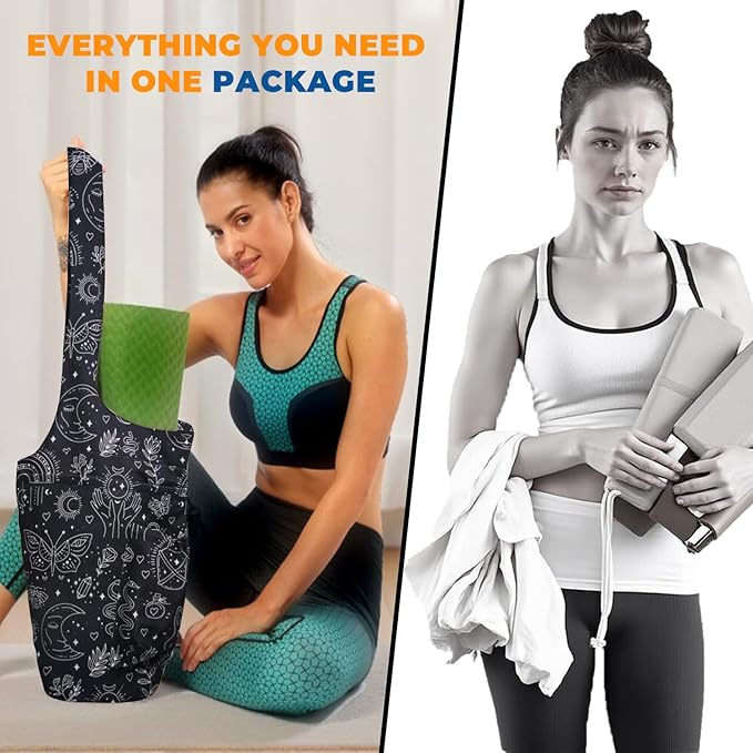 saniwu Yoga Mat Bag Carrier for Women Workout Large Waterproof with Zipper Pocket, Keychain and Wide Shoulder Straps