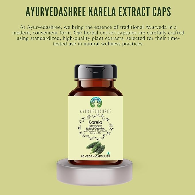 Karela Extract 500mg - 60 Vegetarian Capsules|Momordica Charantia| All Natural | 100% Vegan | Gluten-Free.