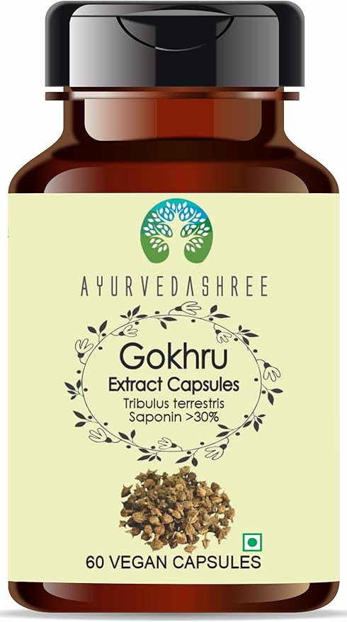 Gokhru Extract 500mg - 60 Vegetarian Capsules|Tribulus Terrestris| All Natural | 100% Vegan | Gluten-Free.