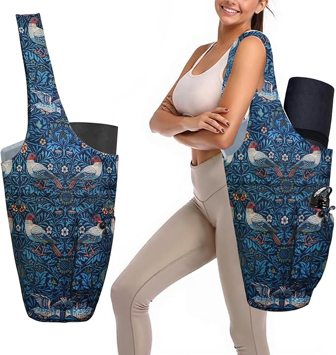 saniwu Yoga Mat Bag Carrier for Women Workout Large Waterproof with Zipper Pocket, Keychain and Wide Shoulder Straps