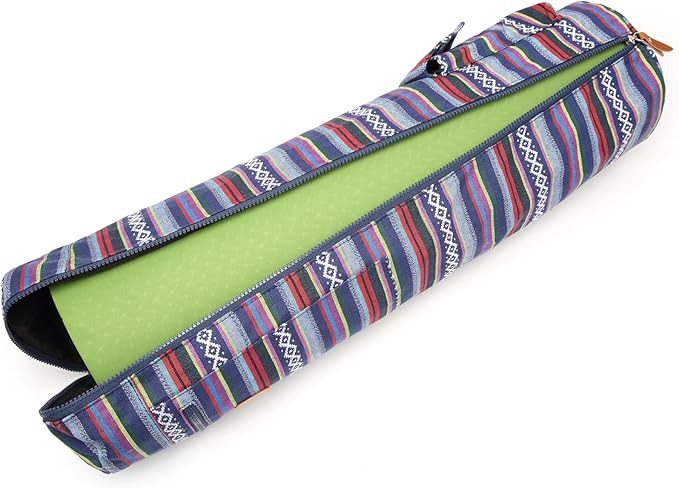 ELENTURE Canvas Yoga Mat Bag with Adjustable Strap & Pockets, Full-Zip Travel Gym Tote for Women & Men, Fits 1/4" & 1/3" Thick Mats, Lightweight Carrier for Yoga, Workout, Outdoor Use