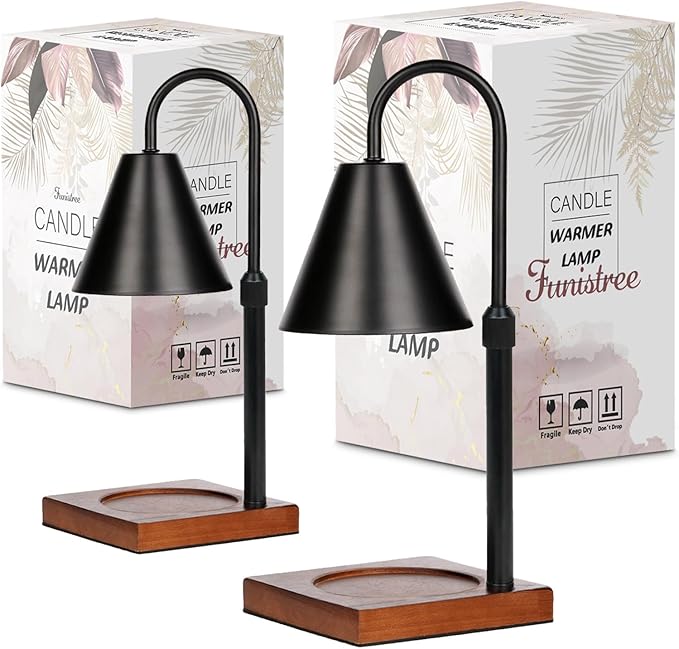 Modern Candle Warmer Lamp 2 Pack, Dimmable Candle Lamp Warmer with Timer, for Women Who Have Everything,Gifts for Mom,Adjustable Men's Candle Lamp, Cozy Living Room Bedroom Decor,Black