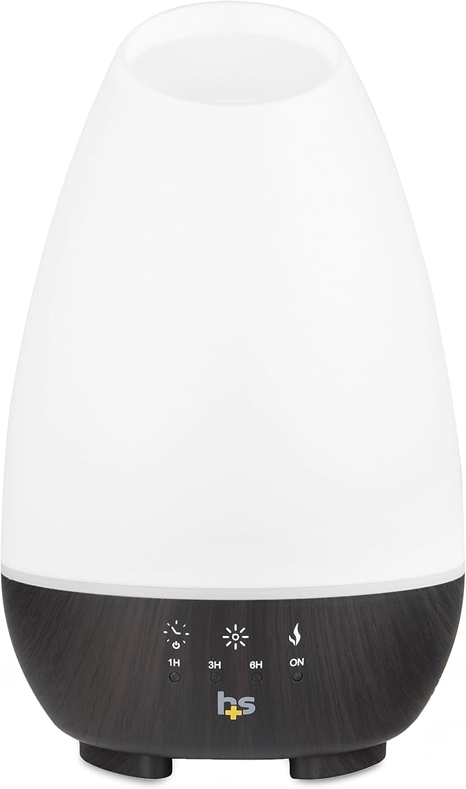 HealthSmart 500ML Essential Oil Diffuser for Large Rooms, Cool Mist Humidifier and Aromatherapy Diffuser, Adjustable Timer, Mist Mode and 7 LED Light Colors, White (Pack of 1)