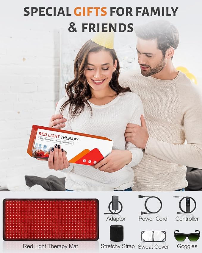 Red Light Therapy Pad for Body 406 LEDs 660nm & 850nm, 60W Foldable Near Infrared Light Mat with 5 Level Heating Mode, Smart Temp & Timer, Back, Waist, Shoulder Muscle & Pain Relief