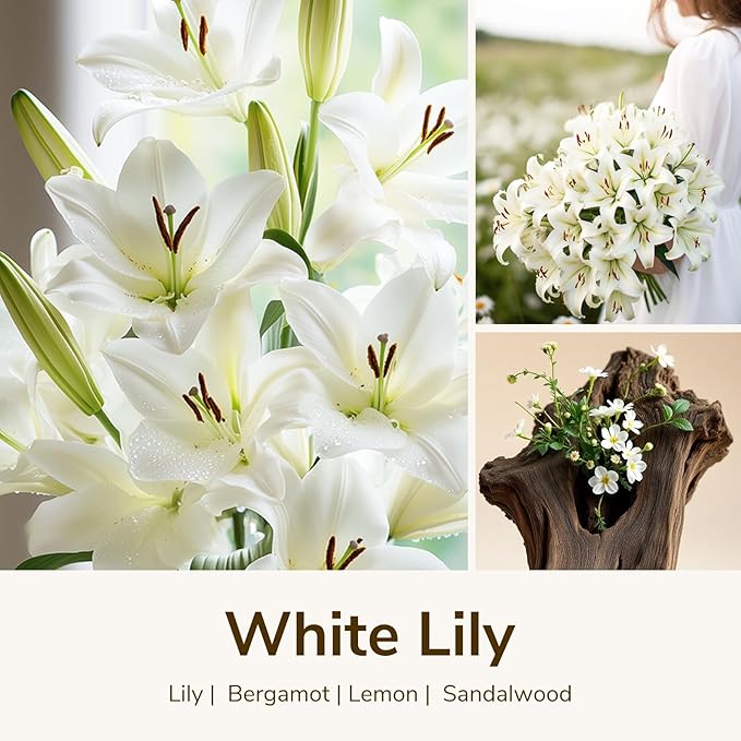Goodpick Scented Candle White Lily, Soy Wax 22oz Long Burning 120H, Fresh Floral Citrus & Woody Musk, Home Aromatherapy Candles