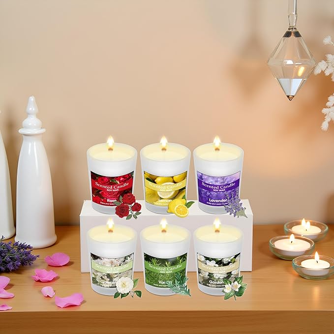 6-Pack Scented Candles Gift Set, Home Relaxation Soy Wax Aromatherapy Candles, Valentine, Anniversary, Christmas Birthday Gifts for Women & Men(6 Pack-Style 1)