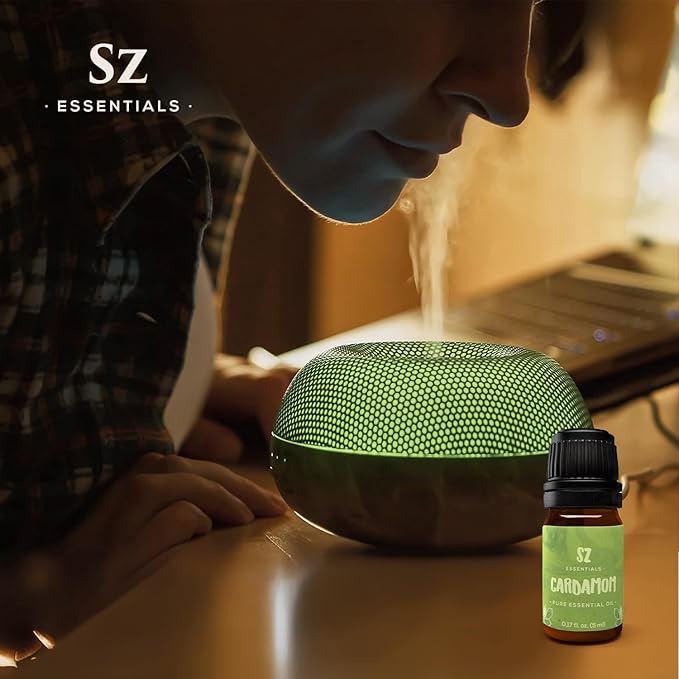 – Cardamom Essential Oil – 100% Pure & Undiluted – Therapeutic Grade, Steam Distilled, Elettaria Cardamomum – Exotic Sweet & Spicy Aroma for Uplifting Aromatherapy – 0.17 oz (5 mL)