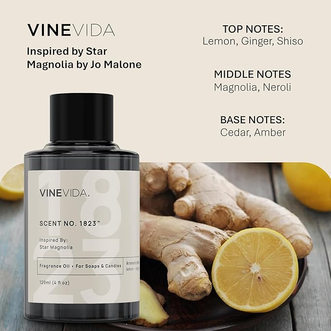 VINEVIDA [32oz] Star Magnolia Fragrance Oil for Candle Making - Natural Candle Oil Scents - Soap Making Essential Oil - Made in USA