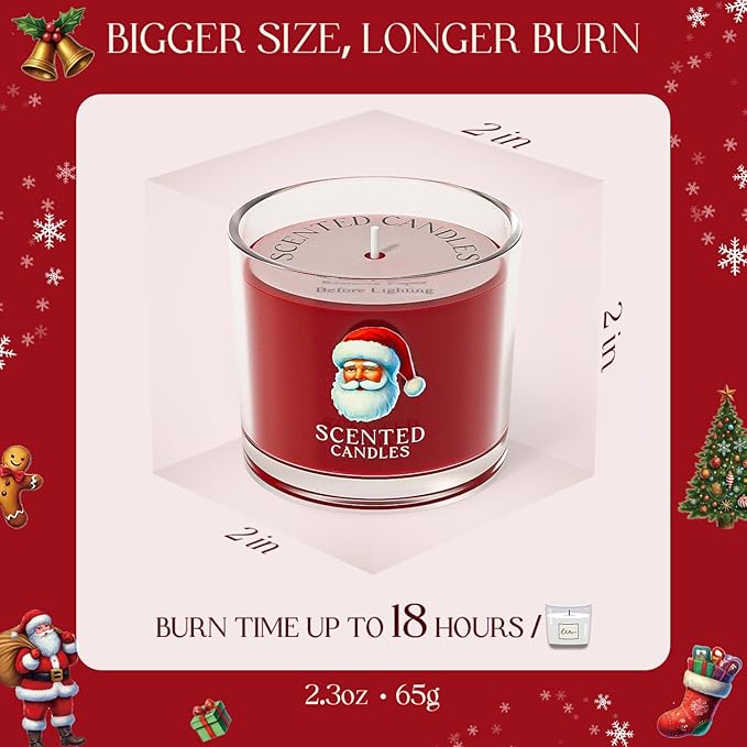 Christmas Candles, Scented Candles Gift Set for Stress Relief, 6 Votive Candles for Women and Men, Christmas Candle Gifts for Women (6 Colors, 14 oz)