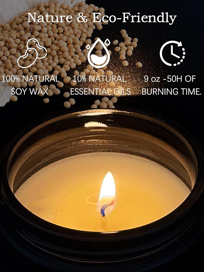 MILIVIXAY Scented Candles for Men-4 Pack Soy Wax Candles for Home Scented, 200 Hour Burn Time, 36oz Men Candle Set, Lavender Woods/Vintage Leather/Smoke & Vanilla/Sandalwood & Oud.