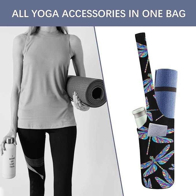 Aiyoolee Yoga Mat Bag with Large Pocket, Strap Bag Carriers for Women