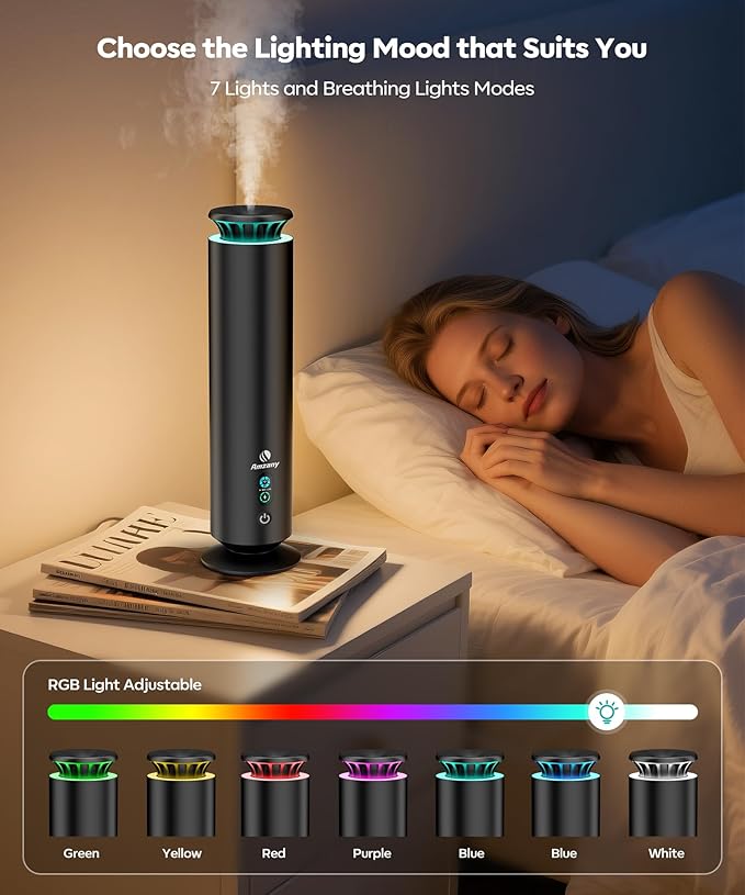Waterless Scent Diffuser Kit,Scent Diffuser with 7 Lights and Breathing Lights Modes,Max Coverage 2000 sq.ft.Home,Offices,Hotels and Spas Aromatherapy Diffuser Included 5 Scent Oils Remote Control