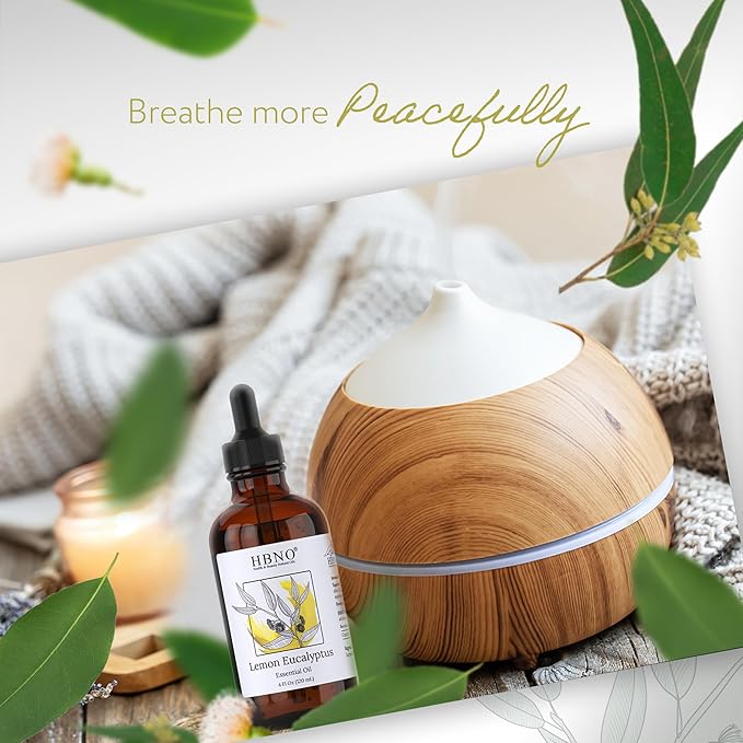 HBNO Lemon Eucalyptus Essential Oil - 4 oz (120ml) - Natural - Perfect for Cleaning, Aromatherapy, DIY, Soap & Diffuser