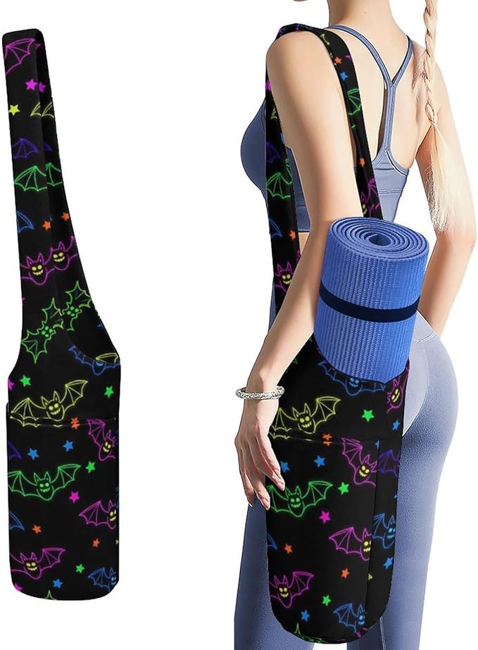 Meaudiwes Yoga Mat Bag for Women, Stylish Yoga Mat Tote Sling Carrier Bag, Long Strap Exercise Mats Totes Sport Storage Bag