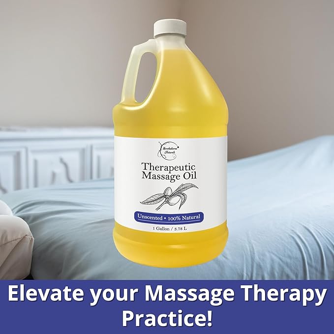 Unscented Massage Oil for Massage Therapy | 100% Natural Body Oil | Premium Quality for Spa & Professional Use | Soothing, Therapeutic & Hydrating Formula | 1 Gallon by Brookethorne Naturals
