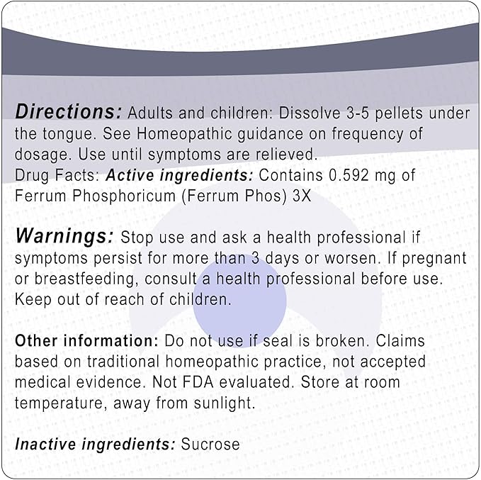 Cell Salt No. 4 Ferrum Phosphoricum (Ferrum Phos) 3X Homeopathic Remedy 140 Pellets - EaseCap