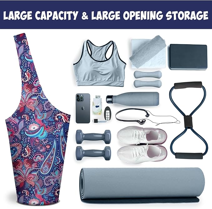 saniwu Yoga Mat Bag Carrier for Women with Side Large Pocket Durable Linen Workout Gym Travel Storage Pilates Mats