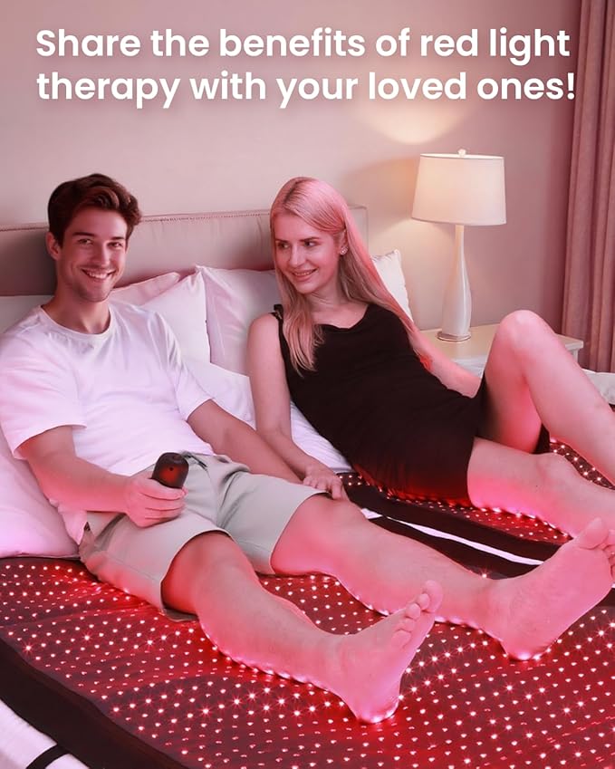 Red Light Therapy Mat for Body, 74.8"x33.6" Full Body Infrared Red Light Therapy Blanket, 2630pcs Dual-Wavelength LEDs (660nm&850nm), Premium Leather, Adjustable Timer & Intensity