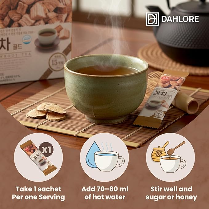 Korean Kudzu (Arrowroot) Tea Mix 칡차 Traditional Herbal Drink Powder with Kudzu Root | Instant Stick Packs, Easy to Brew | Naturally Caffeine-Free | DAHLORE (Kudzu)