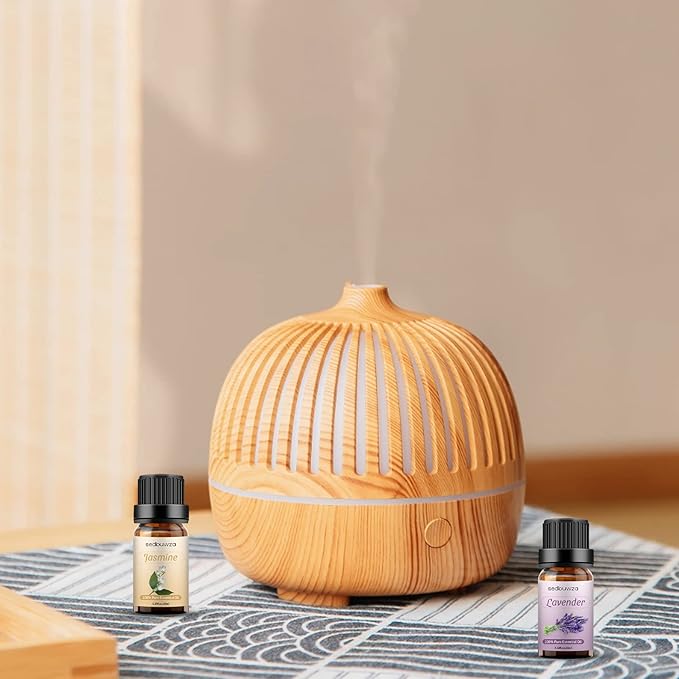 Sedbuwza Lavender Jasmine Essential Oil Set, Lavender Fragrance Oil Jasmine Scent Oil Set for Diffuser, Aromatherapy, Massage, Soap, Candle Making 2 x 10 ml