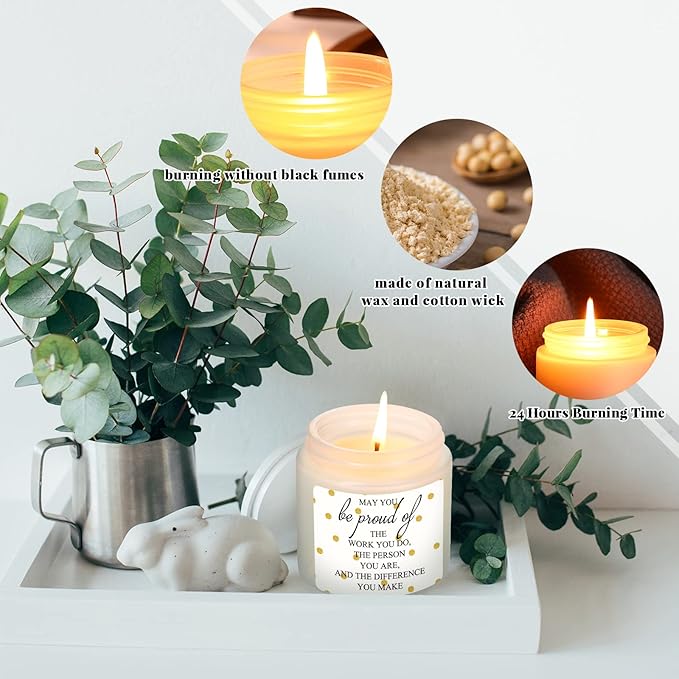 Fumete 10 Pcs Teacher Appreciation Gifts for Coworkers Team Jars Scented Soy Candles 3.5oz Thank You Candles Bulk Gifts for Chaos Coordinator Employee Social Worker Secretaries(White,Proud)