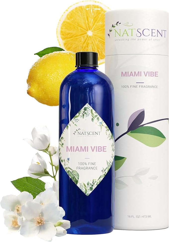 Miami Vibe Essential Oils for Diffusers for Home, Nature-derived Essential Oils, Long-Lasting & Family-Friendly Diffuser Oils Scents, IFRA Certified, Cold Air & Ultrasonic - 16 oz