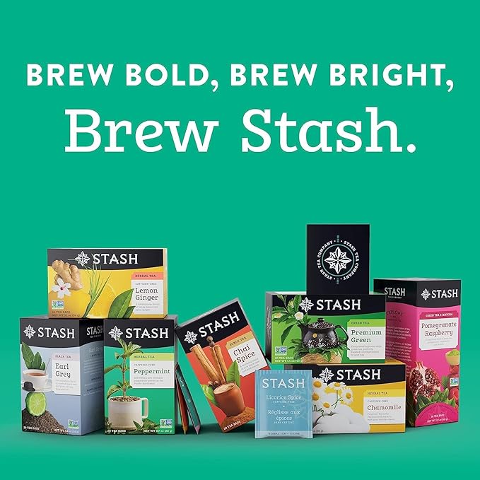 Stash Tea Soothing Herbal Tea 6 Flavor Variety Pack, 6 Boxes With 18-20 Tea Bags Each