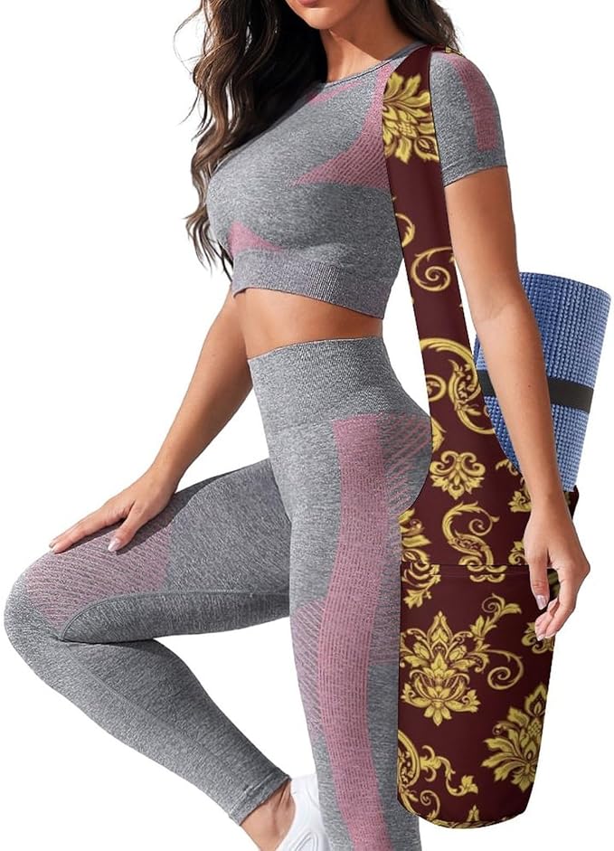 Meaudiwes Yoga Mat Bag for Women, Stylish Yoga Mat Tote Sling Carrier Bag, Long Strap Exercise Mats Totes Sport Storage Bag