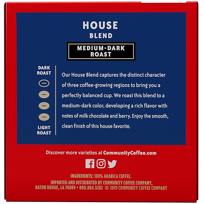 Community Coffee House Blend 12 Count Coffee Pods, Medium-Dark Roast, Compatible with Keurig 2.0 K-Cup Brewers, Box of 12 Pods (Pack of 2)